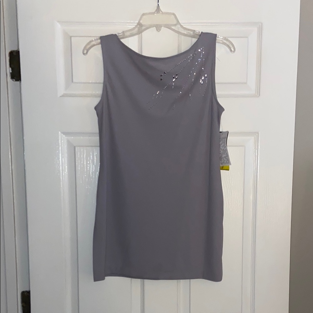J. R. Nites Elegant Silver Sleeveless Blouse